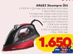 ARZUM AR683 STEAMPRO ÜTÜ fiyat ve kampanya bilgisi